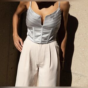 et Clet Women’s Size S Ice (Silver) Pintuck Cropped Bustier NWOT